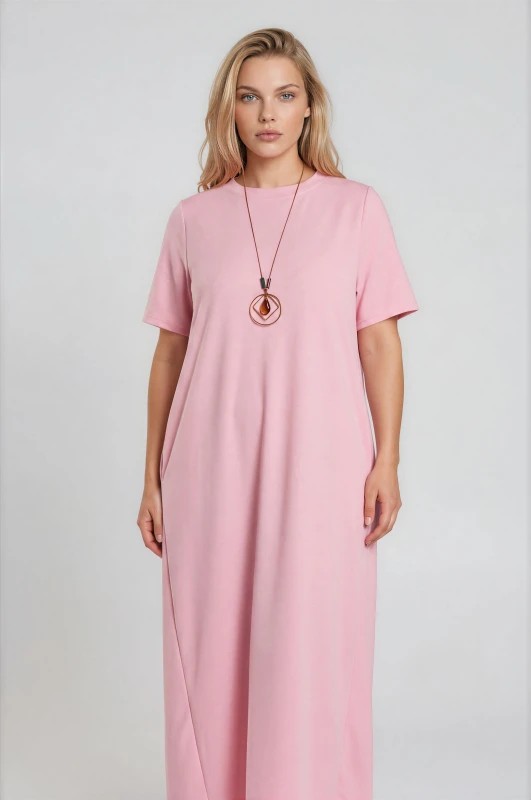 Minimal Maxi Dress Necklace Pockets 