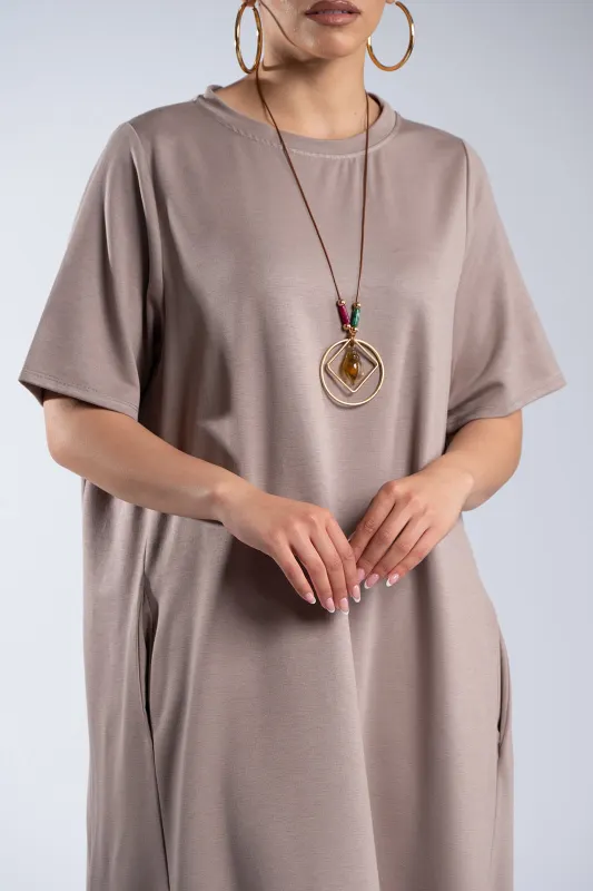Minimal Maxi Dress Necklace Pockets 