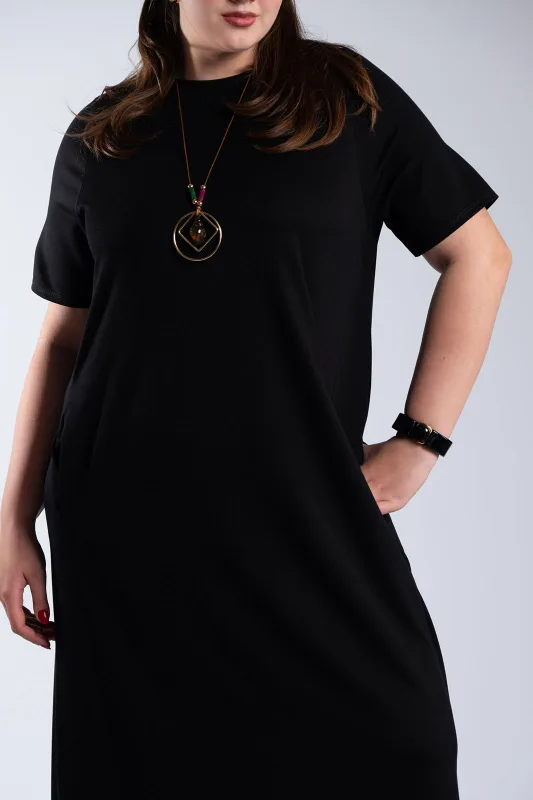 Minimal Maxi Dress Necklace Pockets 