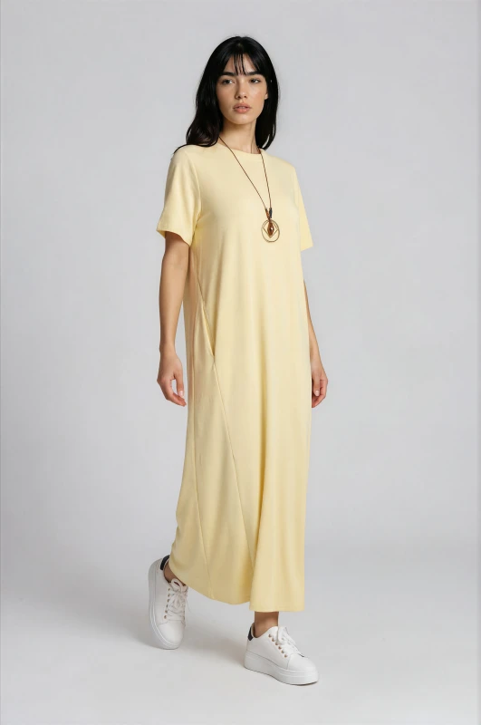 Minimal Maxi Dress Necklace Pockets 