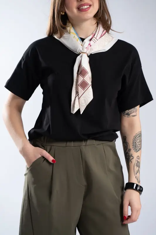 Minimal Βαμβακερό T-Shirt Φουλάρι