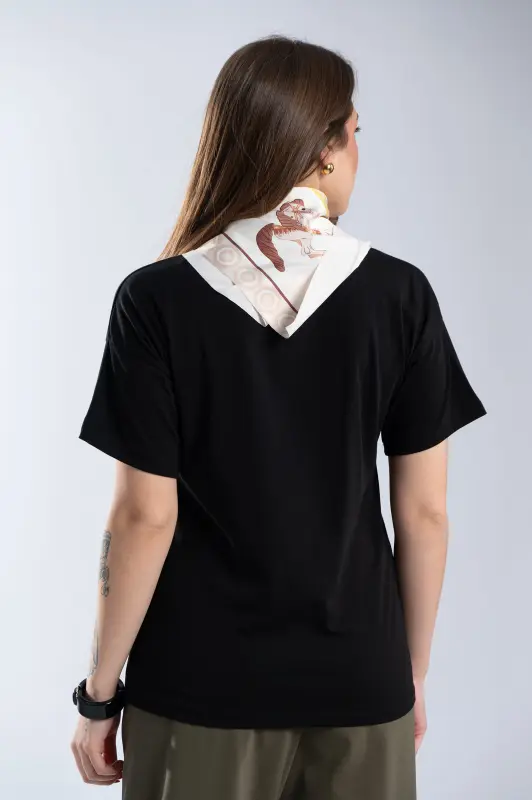 Minimal Βαμβακερό T-Shirt Φουλάρι