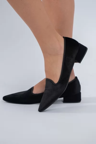 Μπαλαρίνες Velvet Μυτερές Μαύρες