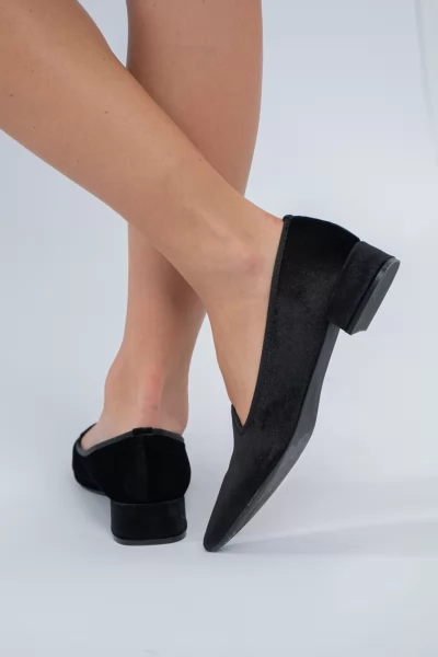 Μπαλαρίνες Velvet Μυτερές Μαύρες