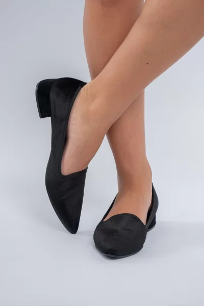 Μπαλαρίνες Velvet Μυτερές Μαύρες