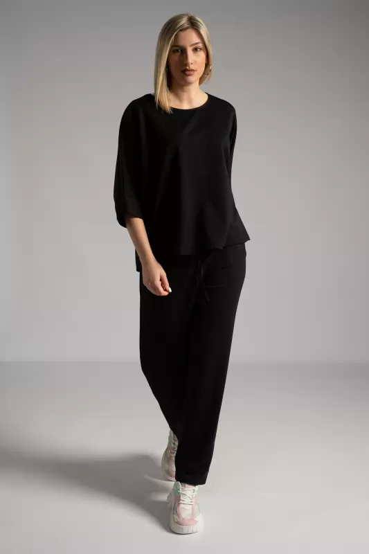 Blouse 3/4 Sleeves Batwing Sleeves