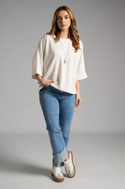 Blouse 3/4 Sleeves Batwing Sleeves