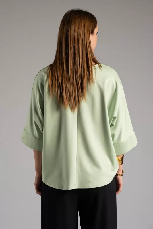 Blouse 3/4 Sleeves Batwing Sleeves