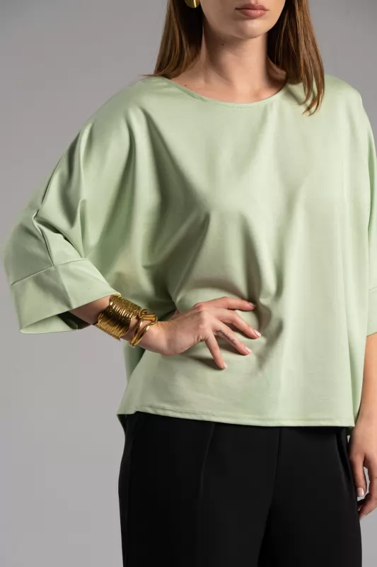 Blouse 3/4 Sleeves Batwing Sleeves
