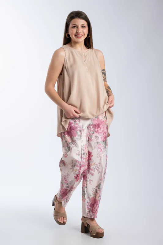 Blouse Sleeveless Asymmetrical With Buttons