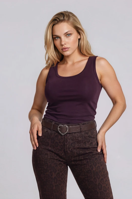 Blouse Sleeveless Basic Solid-Color 