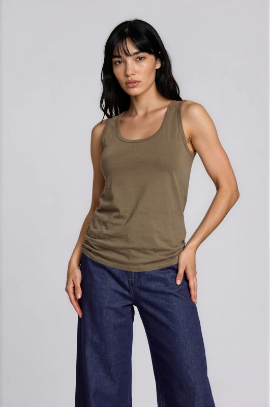 Blouse Sleeveless Basic Solid-Color 