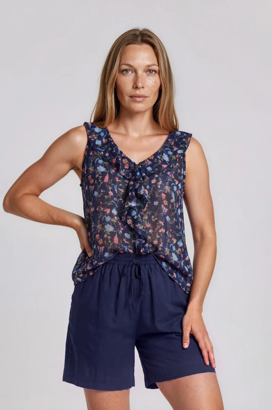 Μπλούζα Αμάνικη Floral Βολάν