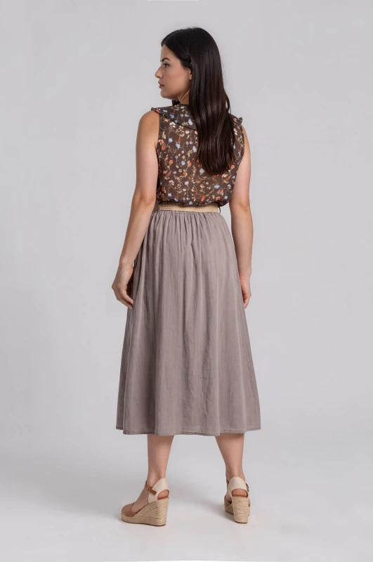 Sleeveless Floral Ruffle Blouse