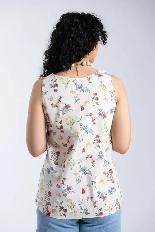 Μπλούζα Αμάνικη Flowers Butterflies