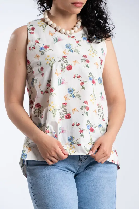 Μπλούζα Αμάνικη Flowers Butterflies