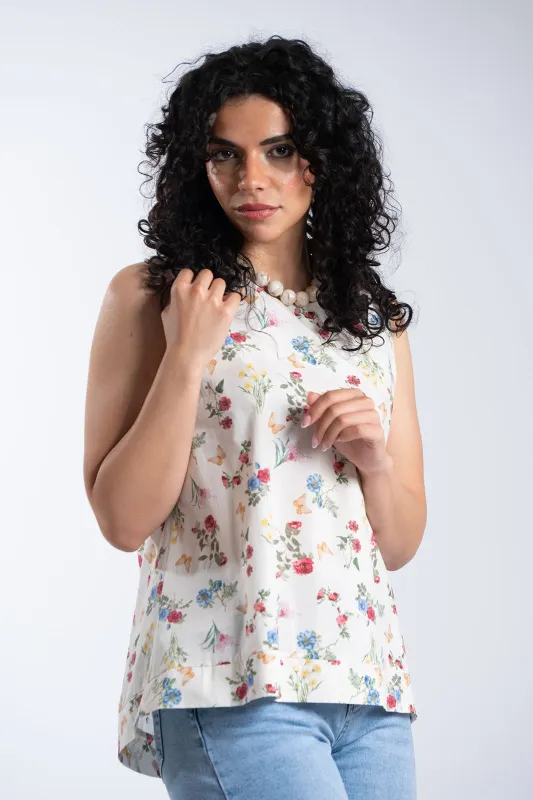 Μπλούζα Αμάνικη Flowers Butterflies