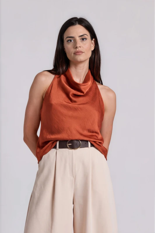 Top Sleeveless Halter Satin 