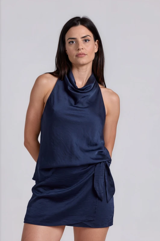 Top Sleeveless Halter Satin 