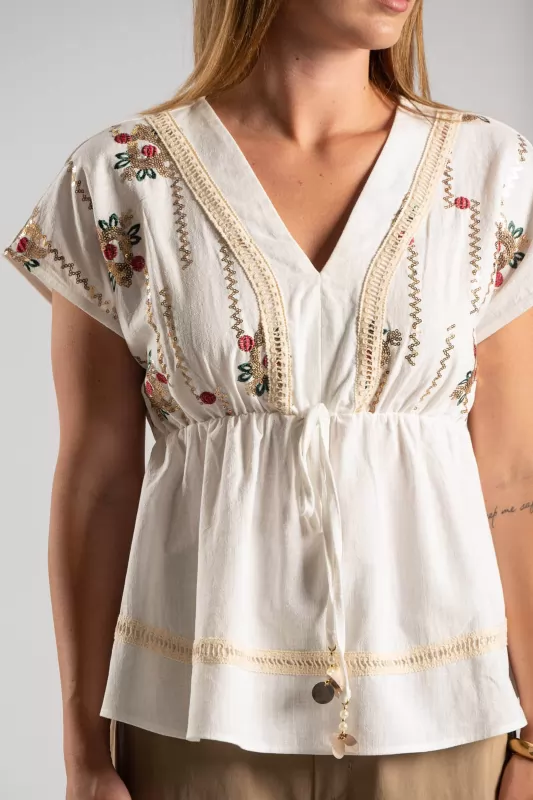 Blouse Sleeveless Embroidery  Pendetta