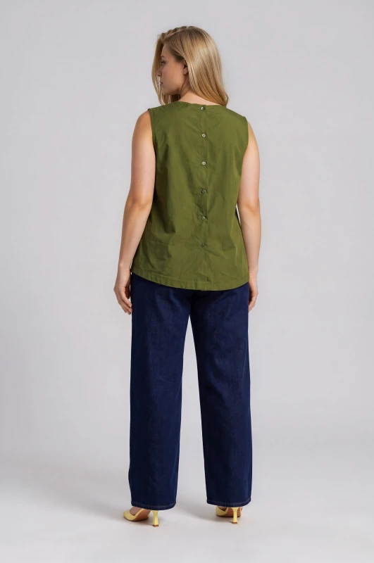Blouse Sleeveless Buttons Necklace