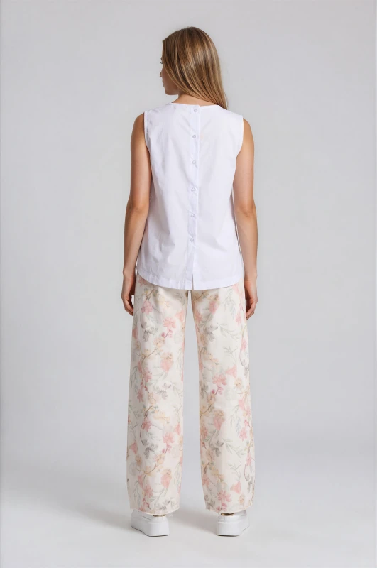 Blouse Sleeveless Buttons Necklace