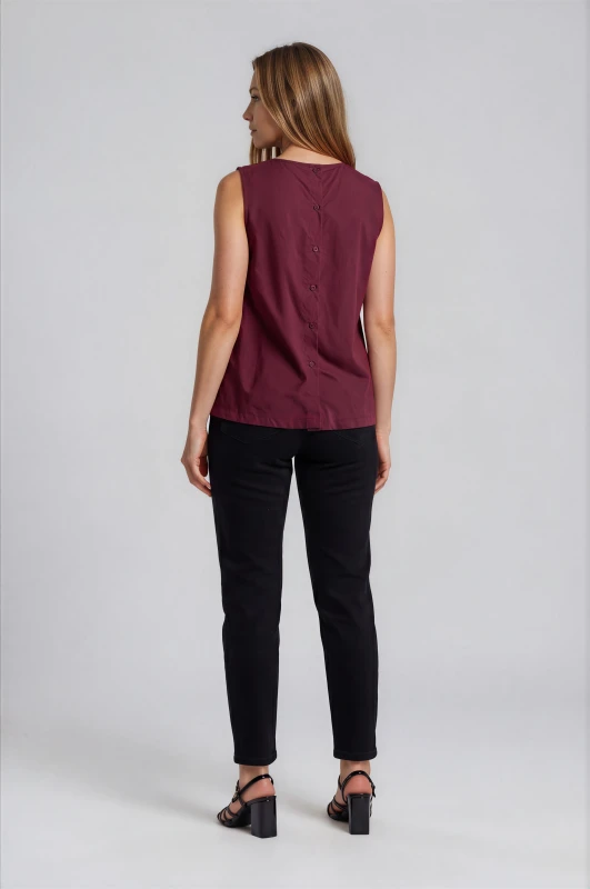 Blouse Sleeveless Buttons Necklace