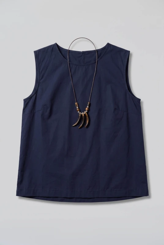 Blouse Sleeveless Buttons Necklace