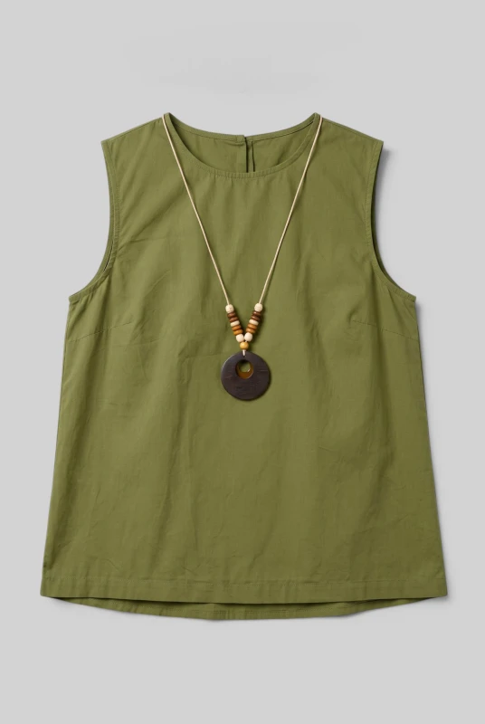Blouse Sleeveless Buttons Necklace
