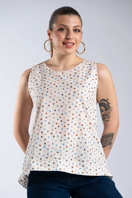 Sleeveless Blouse Small Polka Dots