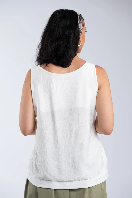 Elina Solid-Color Sleeveless T-Shirt Scarf 