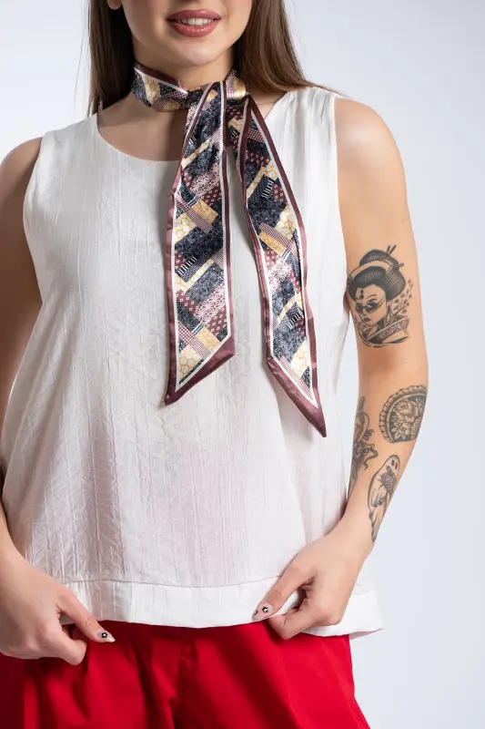 Elina Solid-Color Sleeveless T-Shirt Scarf 