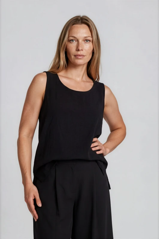 Elina Solid-Color Sleeveless T-Shirt Scarf 