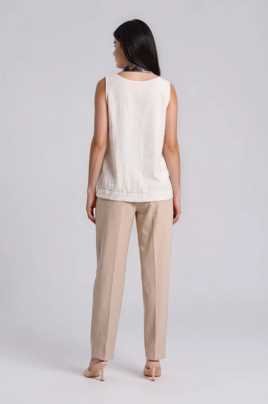 Elina Solid-Color Sleeveless T-Shirt Scarf 