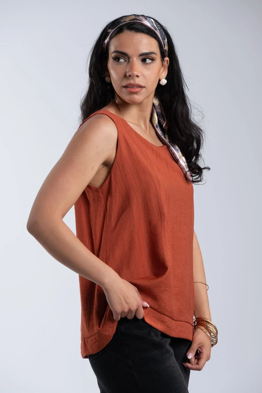 Elina Solid-Color Sleeveless T-Shirt Scarf 