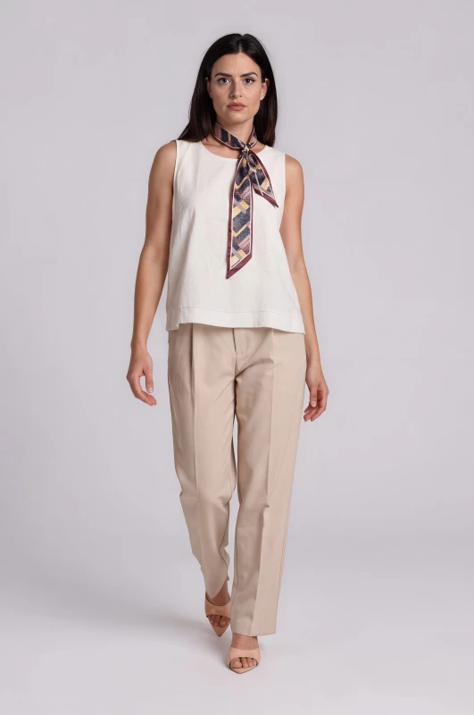 Elina Solid-Color Sleeveless T-Shirt Scarf 