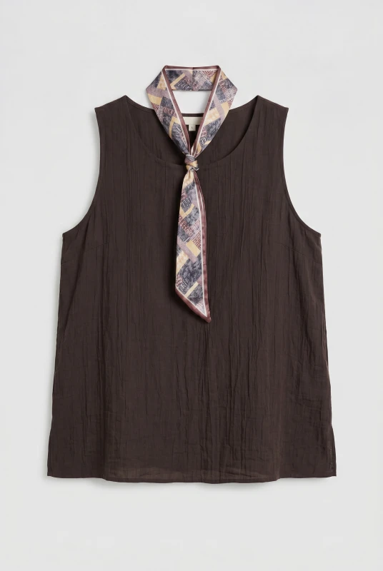 Elina Solid-Color Sleeveless T-Shirt Scarf 