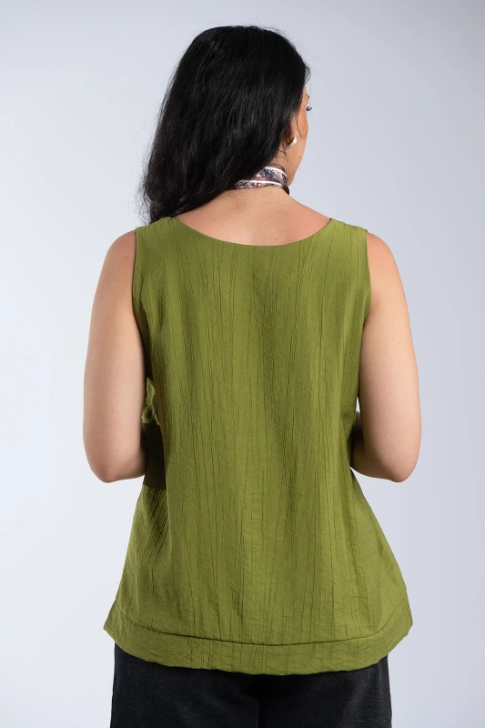 Elina Solid-Color Sleeveless T-Shirt Scarf 