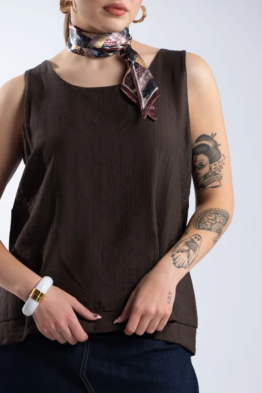 Elina Solid-Color Sleeveless T-Shirt Scarf 