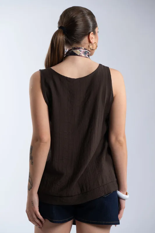 Elina Solid-Color Sleeveless T-Shirt Scarf 