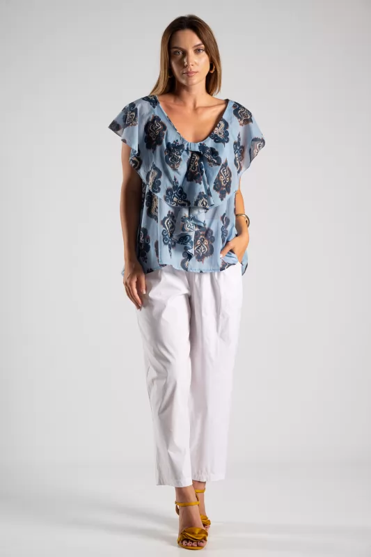 Blouse Sleeveless Baroque Volant