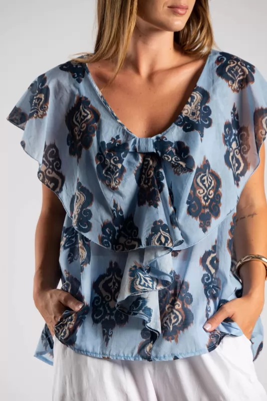 Blouse Sleeveless Baroque Volant