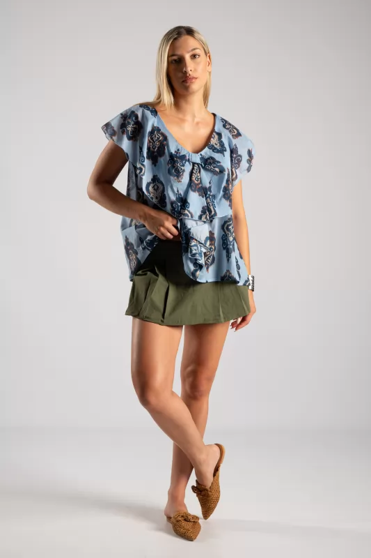 Blouse Sleeveless Baroque Volant