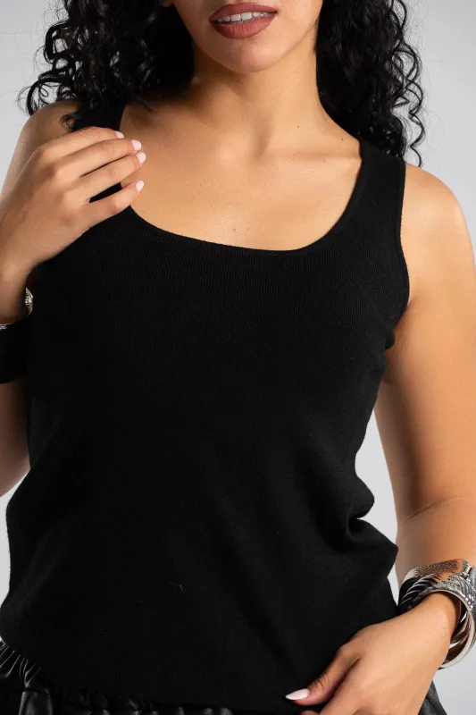 Blouse Sleeveless Knitted Plain