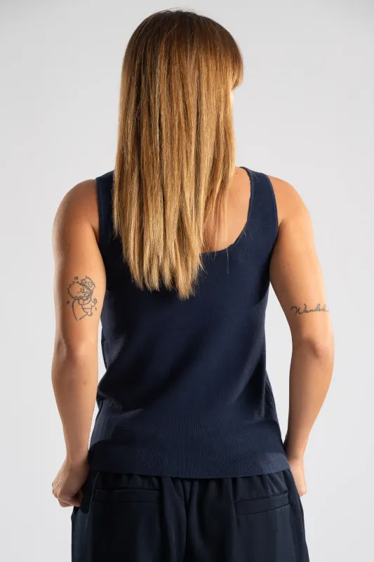 Blouse Sleeveless Knitted Plain