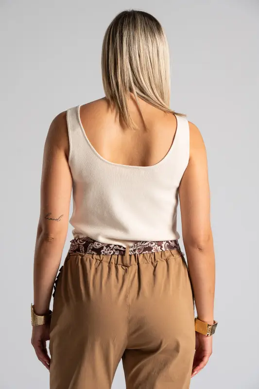Blouse Sleeveless Knitted Plain