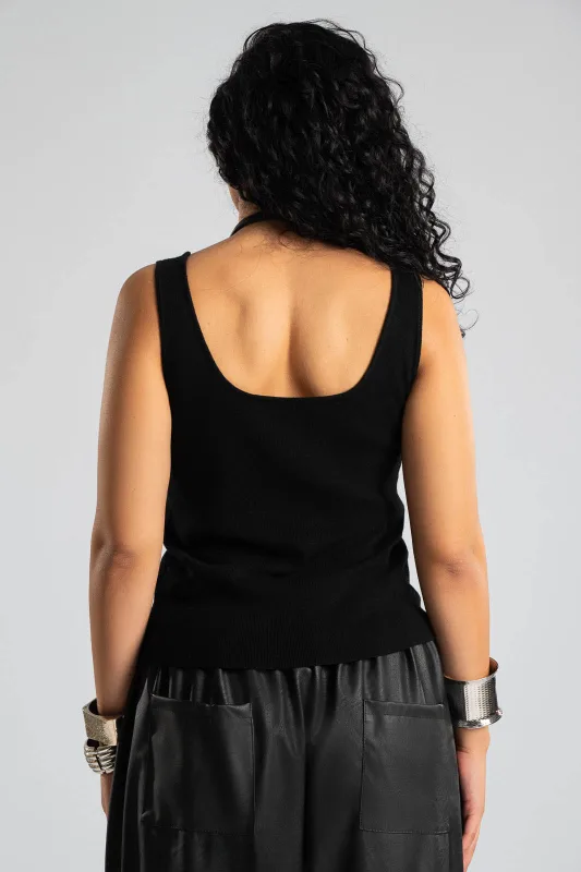 Blouse Sleeveless Knitted Plain