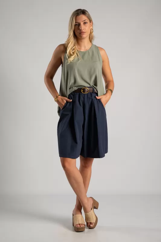 Sleeveless Blouse Pleat
