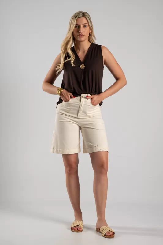 Blouse Sleeveless Pleat Pin
