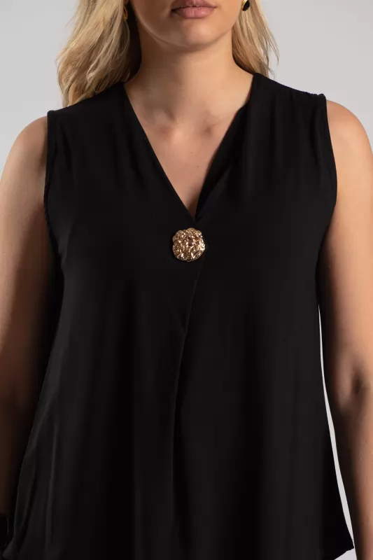 Blouse Sleeveless Pleat Pin